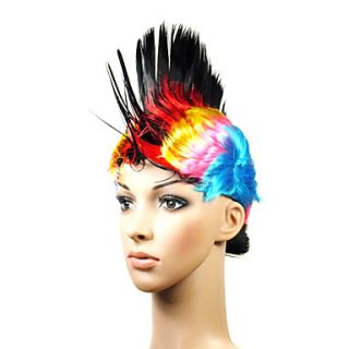 Capless High Quality Synthetic Colorful Cristate Costume Party Wig