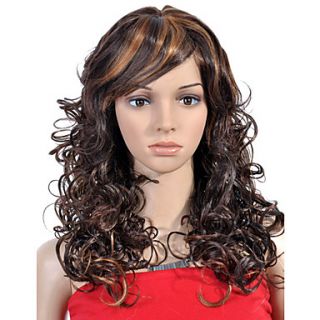 Capless Long High Quality Synthetic Brown with Golden Brown Curly Hair Wig