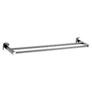 Chrome Finish Solid Brass Contemporary 24 Inch Double Towel Bar