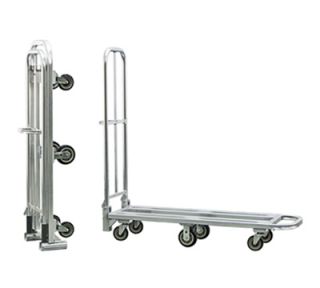 New Age Portable Folding Stock L Cart w/ Push Handle & Lock, 63x18x65.75 in, Aluminum