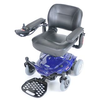 Activecare Cobalt Blue Travel Power Wheelchair (BlueMaterials SteelWeight capacity 250 poundsDimensions 37 inches high x 24 inches wide x 38.5 inches longMax speed 4 mphMax range 7 milesTurning radius 29 inchesClimbing angle 6 degreesGround clearan