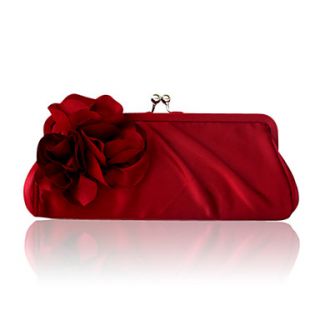 Satin Shell With Flower Evening Handbags/ Clutches More Colors Available