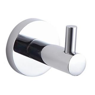 Chrome Finish Solid Brass Robe Hook With Round Base Cylinder Bolt