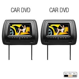7 Inch Digital Screen Car Headrest DVD Player (FM Transmitter, USB/SD, Game, FREE Headphones, 1 Pair)