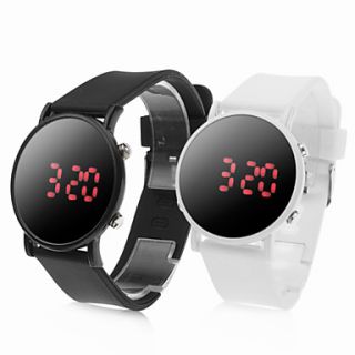 Pair of Sports Style Red LED Jelly Wrist Watches   Black White