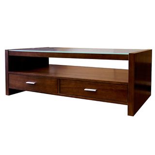 Guildford Glass Top 2 drawer Coffee Table
