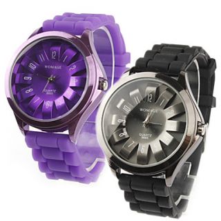 Pair of Chrysanthemum Shaped Metal Dial Design Quartz Wrist Watches   Black and Purple