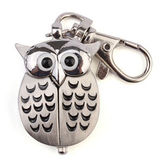 Unisex Lovely Owl Style Stainless Steel Case Analog Keychain Watch