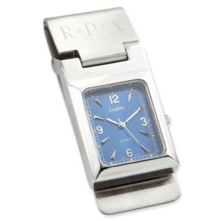 Hinged Money Clip with Quartz Movement Watch, Silver, Mens