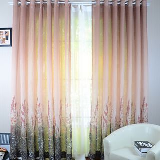 (One Pair) Champagne Flowers Sheer Curtain