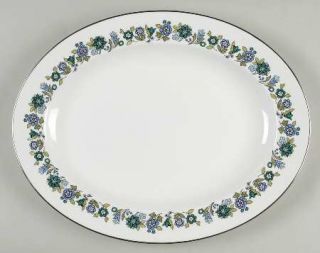 Royal Doulton Esprit 13 Oval Serving Platter, Fine China Dinnerware   Blue/Gree