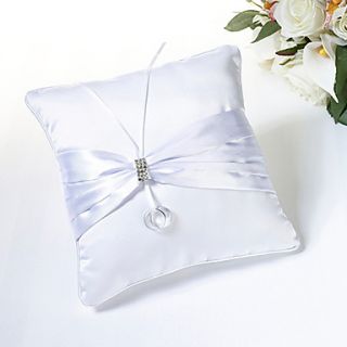 Delicate Allure Ring Pillow In Satin With Ribbons And Rhinestone (More Colors)
