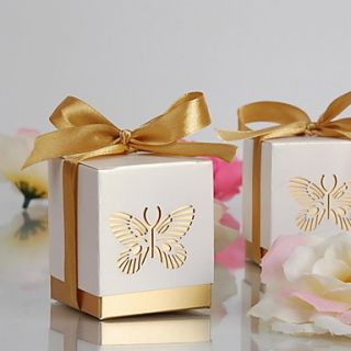 Gold Laser cut Butterfly Favor Box(Set of 12)