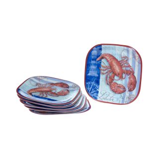 Lobster Set of 6 Melamine Dinner Plates