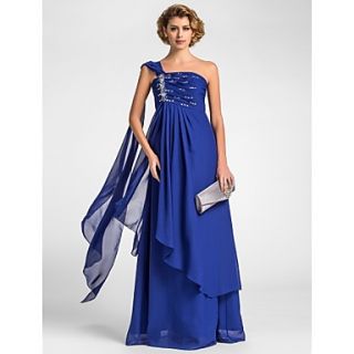 A line One Shoulder Floor length Chiffon Mother of the Bride Dress