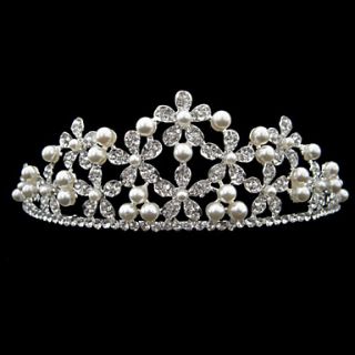 Alloy With Rhinestone And Pearl Spring Flower Bridal Tiara