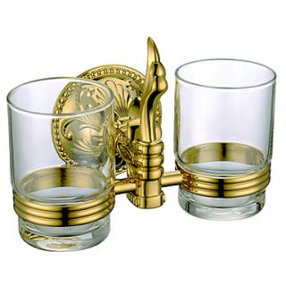 Solid Brass Wall Mount Double Cup Tumbler Holder