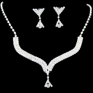Beautiful Rhinestone Bridal Jewelry Set – 17 Inch Necklace With Earrings