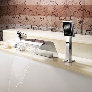 Contemporary Waterfall Tub Faucet with Hand Shower (Chrome Finish)