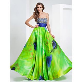 A line Sweetheart Floor length Printing Stretch Satin Evening/Prom Dress