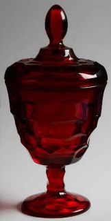 Viking Georgian Ruby Footed Candy Dish W/Lid   Stem #6900, Ruby