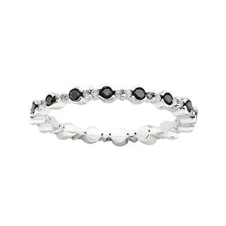 ONLINE ONLY   Color Enhanced Black Diamond Stackable Ring, White, Womens