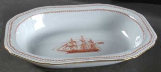 Spode Trade Winds Red 9 Oval Vegetable Bowl, Fine China Dinnerware   Red Bands