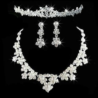 Alloy With Elegant Rhinestone Wedding Jewelry Set Including Tiara,Necklace,Earrings