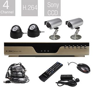 Entry Level All in one 4CH DVR Kit with 4 Sony Cameras (H.264, VGA, Network)