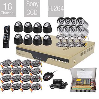 Ultra Low Price 16CH CCTV DVR Kit (H.264, 16 SONY Nightvision Cameras)