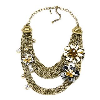 Fashion Rhinestone Alloy Flower Necklace