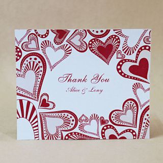 Thank You Card   Red Hearts   Set Of 50