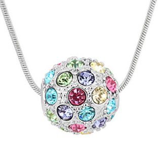 Colorful Alloy With Round Shape Crystal Pendant Ladies Necklace