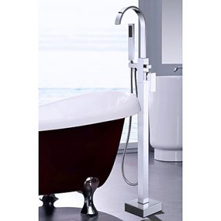 Modern Single Handle Solid Brass Floor Standing Tub Shower Faucet with Hand Shower