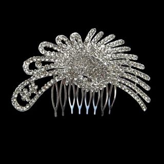 Exquisite Silver Alloy Rhinestone And Pearl Hair Comb