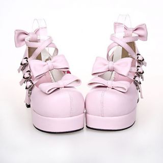 Handmade Pink PU Leather 7.5cm High Heel Punk Lolita Shoes