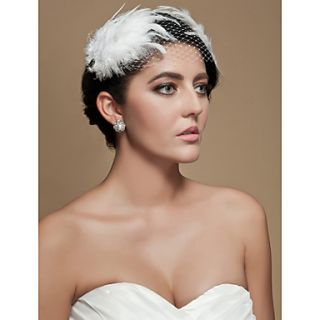 Gorgeous Tulle Wedding Bridal White Feather Corsage/ Headpiece