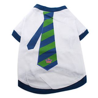 Blue Striped Cotton Shirt Tie for Dogs (XS M, White)