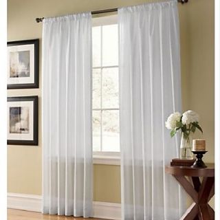 (One Pair) Solid Contemporary White Sheer Curtain