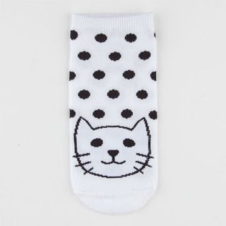 Polka Dot Cat Womens Ankle Socks White/Black One Size For Women 233825