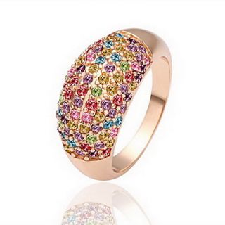 Gorgeous Cubic Zirconia 18K Gold Plated Multi Color Stone Fashion Ring