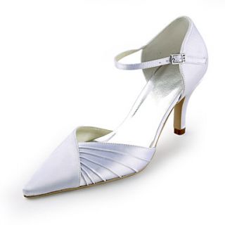 Satin Stiletto Heel Pointy Toe Pumps With Ruffles Wedding Shoes (More Colors)