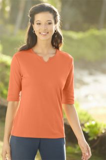 Notch neck Elbow sleeved Tee, Sienna, X Small