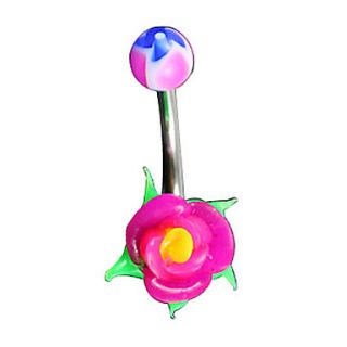 Silver Plated Stainless Steel Flower Navel/Ear Piercing(Assorted Color)
