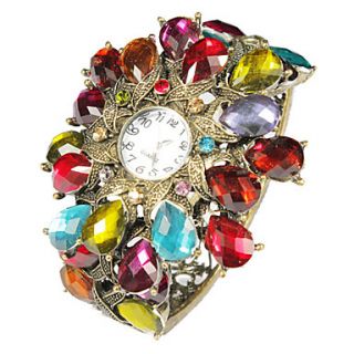 Charming Alloy with Multicolor Crystal Quartz Dress Watch