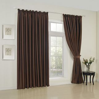 (One Pair) Classic Solid Brown Room Darkening Curtain