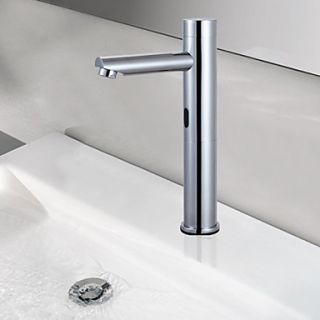 Brass Contemporary Chrome Finish Sensor Bathroom Sink Faucet