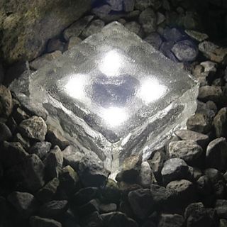 Set of 2 Solar Brick Ice Cube Path Light Crystal Garden Lamp
