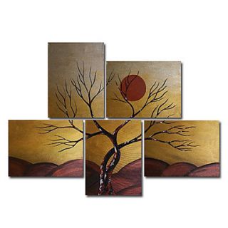 Hand painted Oil Painting Landscape Oversized Wide Set of 5