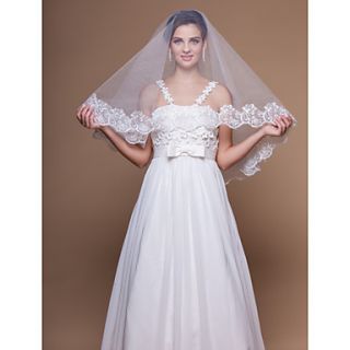 1 Layer Elbow Wedding Veils With Lace Applique/Finished Edge (More Colors)